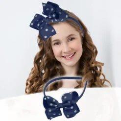 Unique Bargains Polka Dot Bow Headband Fashion Cute Polyester Hairband For Teenager 6.7x4.7 Inch