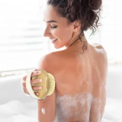 Unique Bargains Jute Shower Bath Brush 5.12"x2.56" Yellow 1 Pc