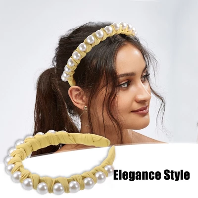 Unique Bargains Women's Fashion Faux Pearl Braided Tape Headband Hairband 0.79 Inch Wide 1 Pc 1 Unique Bargains Women's Fashion Faux Pearl Braided Tape Headband Hairband 0.79 Inch Wide 1 Pc