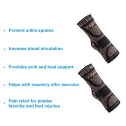 Unique Bargains Ankle Brace Achilles Tendon Support Ankle Compression Sleeve Socks 1 Pair