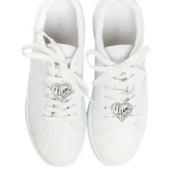 Unique Bargains Rhinestone Heart Shoelace Charms Silver Tone 1 Pair