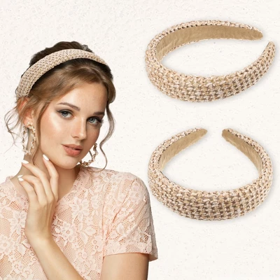 Unique Bargains Women's Bohemian Style Straw Rattan Sponge Headband Khaki Pink 2 Pcs 2 Unique Bargains Women's Bohemian Style Straw Rattan Sponge Headband Khaki Pink 2 Pcs - Image 2