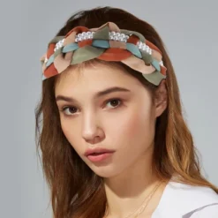 Unique Bargains Women's Bling Pearl Tulle Knot Headband Hairband Accessories 1.18 Inch Wide 1 Pc