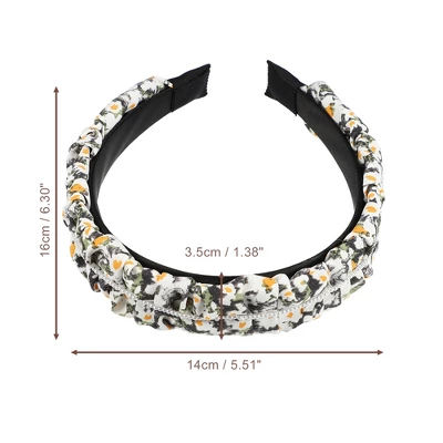 Unique Bargains Women's Floral Ruched Non-slip Pearl Headbands Black 1 Pc 3 Unique Bargains Women's Floral Ruched Non-slip Pearl Headbands Black 1 Pc - Image 3