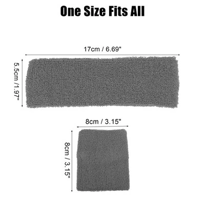 Unique Bargains Stretchy Cotton Blend Sweat Absorbing Sport Headband Wristband Gray 3 Pcs 3 Unique Bargains Stretchy Cotton Blend Sweat Absorbing Sport Headband Wristband Gray 3 Pcs - Image 3
