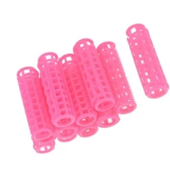 Unique Bargains Women's Home DIY Hair Styling Plastic Roller Curlers Clips Pink 2.7" X 0.8" 12 Pcs