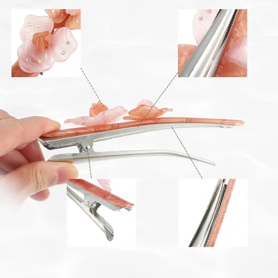 Unique Bargains Women's Metal Long Duckbill Hair Clips Pink Deep Coffee 5.31" 2 Pcs 5 Unique Bargains Women's Metal Long Duckbill Hair Clips Pink Deep Coffee 5.31" 2 Pcs - Image 5