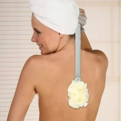 Unique Bargains Long Handle Bath Brush 4.33"x2.56" 1 Pc