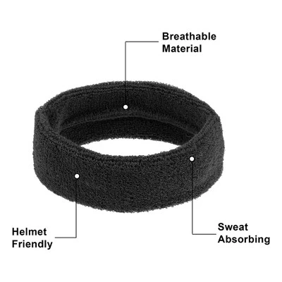 Unique Bargains Stretchy Cotton Blend Sweat Absorbing Sport Headband Wristband Black 3 Pcs 2 Unique Bargains Stretchy Cotton Blend Sweat Absorbing Sport Headband Wristband Black 3 Pcs - Image 2
