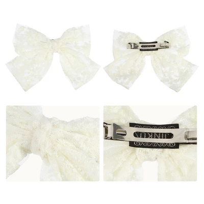 Unique Bargains Large Lace Bowknot Hair Clips Beige 2 Pcs 2 Unique Bargains Large Lace Bowknot Hair Clips Beige 2 Pcs - Image 2