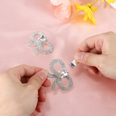 Unique Bargains Women's Rhinestone Shoe Buckle 2.17"x1.57" Silver Tone 2 Pcs 2 Unique Bargains Women's Rhinestone Shoe Buckle 2.17"x1.57" Silver Tone 2 Pcs - Image 2