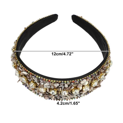 Unique Bargains Women's Bling Crushed Turquoise Rhinestone Wide Edge Hairband 4.72"x1.65" 1Pc 3 Unique Bargains Women's Bling Crushed Turquoise Rhinestone Wide Edge Hairband 4.72"x1.65" 1Pc - Image 3