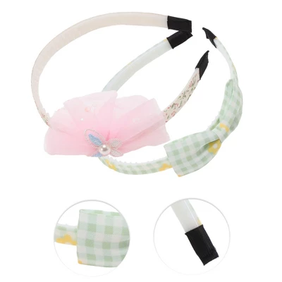Unique Bargains Girl's Classic Elegant Mesh Headbands 5.51"x4.72"x0.55" Pink Green 2 Pcs 2 Unique Bargains Girl's Classic Elegant Mesh Headbands 5.51"x4.72"x0.55" Pink Green 2 Pcs - Image 2