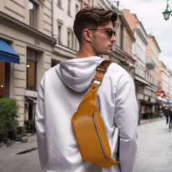 Unique Bargains Soft PU Leather Travel Hiking Running Crossbody Waist Pack