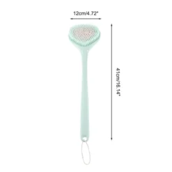 Unique Bargains Long Handle Bath Brush Body Scrubber For Bathroom 16.14"x4.72"x1.57" 1 Pc