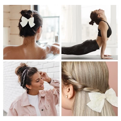 Unique Bargains Large Lace Bowknot Hair Clips Beige 2 Pcs 5 Unique Bargains Large Lace Bowknot Hair Clips Beige 2 Pcs - Image 5