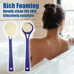 Unique Bargains Back Scrubber For Shower Bath Brush With Bristles And Loofah Shower With Long Handle For Skin Exfoliating Blue White 2pcs -UNIQUE BARGAIN Shop GUEST d67b2eb5 7dc8 4897 b8f4 459d74d736a7