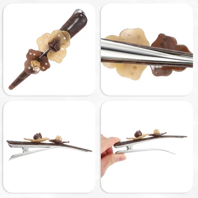 Unique Bargains Women's Metal Long Duckbill Hair Clips Pink Deep Coffee 5.31" 2 Pcs 4 Unique Bargains Women's Metal Long Duckbill Hair Clips Pink Deep Coffee 5.31" 2 Pcs - Image 4