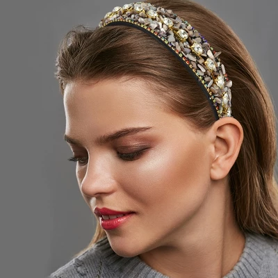 Unique Bargains Women's Bling Crushed Turquoise Rhinestone Wide Edge Hairband 4.72"x1.65" 1Pc 1 Unique Bargains Women's Bling Crushed Turquoise Rhinestone Wide Edge Hairband 4.72"x1.65" 1Pc