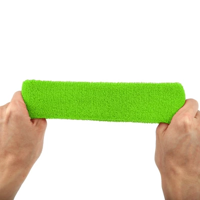 Unique Bargains Stretchy Cotton Blend Sweat Absorbing Sport Headband Wristband Fluorescent Green 3 Pcs 4 Unique Bargains Stretchy Cotton Blend Sweat Absorbing Sport Headband Wristband Fluorescent Green 3 Pcs - Image 4