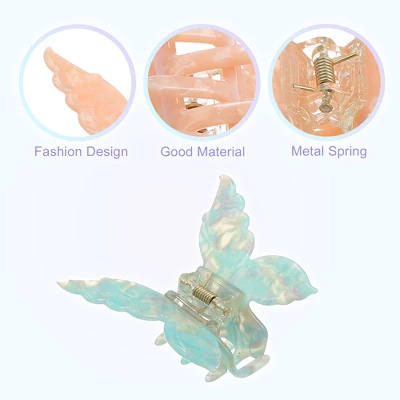 Unique Bargains Women's Butterfly Hair Claw 2.95"x2.36"x1.57" Black White Pink Green 4Pcs 2 Unique Bargains Women's Butterfly Hair Claw 2.95"x2.36"x1.57" Black White Pink Green 4Pcs - Image 2