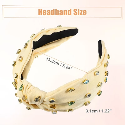 Unique Bargains Women's Non-slip Rhinestone Retro Knotted Wide Headband 5.24"x1.22" 1 Pc 4 Unique Bargains Women's Non-slip Rhinestone Retro Knotted Wide Headband 5.24"x1.22" 1 Pc - Image 4