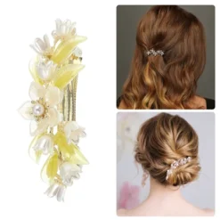Unique Bargains Hair Clips Hair Accessories For Women Hair Barrettes Sparkly Rhinestones Hairpin White