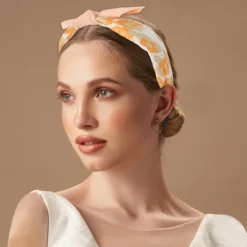 Unique Bargains Girl's Elegant Flower Pattern Headbands 6.30"x4.72"x2.05" Orange 1 Pc