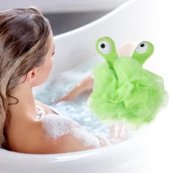 Unique Bargains Cartoon Bath Shower Body Puffs Loofah Sponge 5.51"x4.72" Green 1 Pc