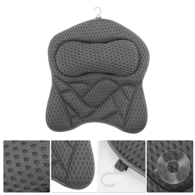 Unique Bargains Curved Style Bath Pillow 16.14"x17.32"x2.36" Gray 1 Pc 1 Unique Bargains Curved Style Bath Pillow 16.14"x17.32"x2.36" Gray 1 Pc