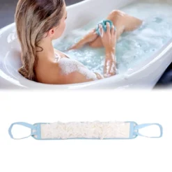 Unique Bargains Drawstring Back Bath Towel For Bathroom 33.46"x3.54" Blue 1 Pc