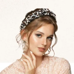 Unique Bargains Women's Leopard Pattern Knotted Headband 1 Pc Coffee
