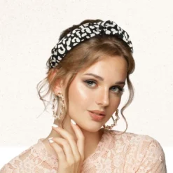 Unique Bargains Women's Leopard Pattern Knotted Headband 1 Pc Black