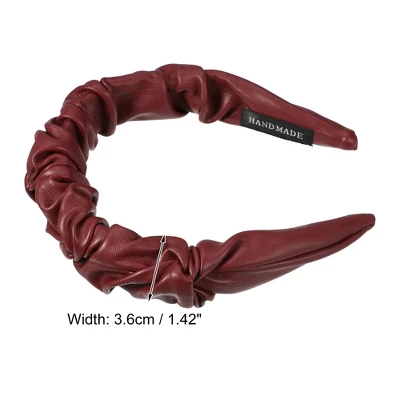 Unique Bargains Women's PU Leather Pleated Fashion Hairband Non Slip 1 Pc 3 Unique Bargains Women's PU Leather Pleated Fashion Hairband Non Slip 1 Pc - Image 3