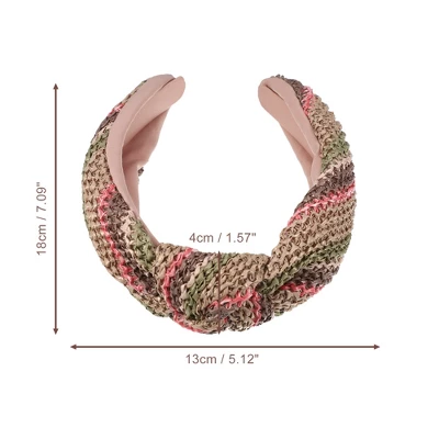 Unique Bargains Women's Bohemian Style Knotted Straw Rattan Sponge Headband Assorted Color 2 Pcs 3 Unique Bargains Women's Bohemian Style Knotted Straw Rattan Sponge Headband Assorted Color 2 Pcs - Image 3