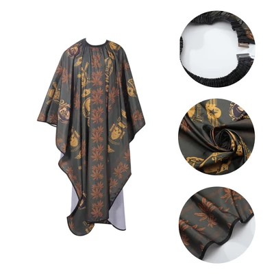 Unique Bargains Maple Leaf Hair Cut Barber Cape Black Yellow 1 Pc 2 Unique Bargains Maple Leaf Hair Cut Barber Cape Black Yellow 1 Pc - Image 2