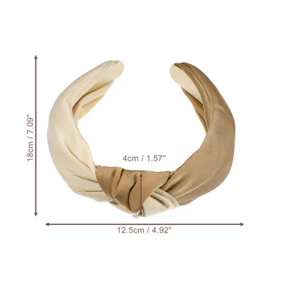 Unique Bargains Women's Top Knotted Fashion Elastic Wide Headband Beige Brown 1 Pc 3 Unique Bargains Women's Top Knotted Fashion Elastic Wide Headband Beige Brown 1 Pc - Image 3