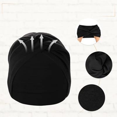 Unique Bargains Women's Yoga Elastic Knotted Headbands 6.89" Wide Black 6 Pcs 3 Unique Bargains Women's Yoga Elastic Knotted Headbands 6.89" Wide Black 6 Pcs - Image 3