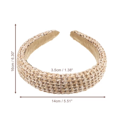 Unique Bargains Women's Bohemian Style Straw Rattan Sponge Headband Khaki Pink 2 Pcs 3 Unique Bargains Women's Bohemian Style Straw Rattan Sponge Headband Khaki Pink 2 Pcs - Image 3