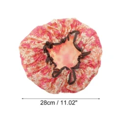 Unique Bargains Women's Sunflower Bath Cap Red 1 Pc