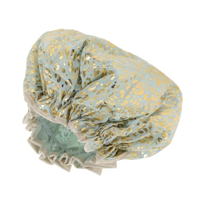 Unique Bargains Women's Leopard Point Bath Cap Green Gold Tone 1 Pc 3 Unique Bargains Women's Leopard Point Bath Cap Green Gold Tone 1 Pc - Image 3