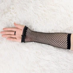 Unique Bargains Women's Elastic Fabric Fingerless Fishnet Arm Warmers