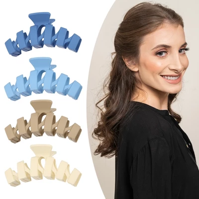 Unique Bargains Women's Nonslip Matte Wave Hair Clip For Thick Hair Dark Blue Light Blue Beige Brown 4 PCS 1 Unique Bargains Women's Nonslip Matte Wave Hair Clip For Thick Hair Dark Blue Light Blue Beige Brown 4 PCS