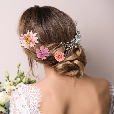 Unique Bargains Women's Fake Flowers Hair Clips Purple Pink 18 Pcs 2 Unique Bargains Women's Fake Flowers Hair Clips Purple Pink 18 Pcs - Image 2