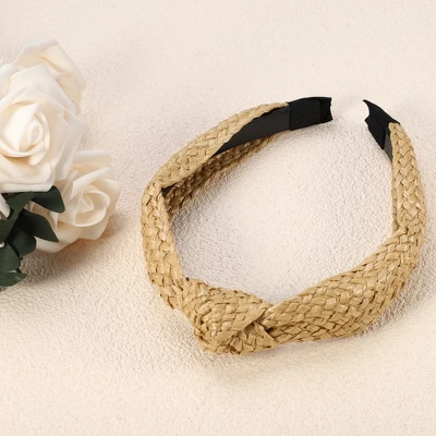 Unique Bargains Women's Fashion Non-Slip Straw Knotted Headband 1 Pc 5 Unique Bargains Women's Fashion Non-Slip Straw Knotted Headband 1 Pc - Image 5