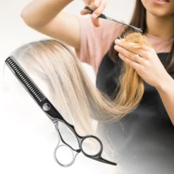 Unique Bargains Electroplating Tooth Shears Hair Cutting Scissors 1 Pc