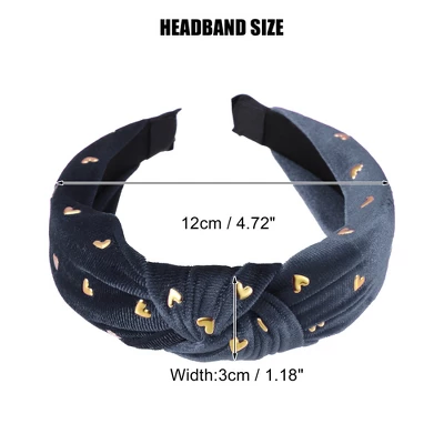 Unique Bargains Women's Velvet Heart Shape Stud Knot Headband 1.18 Inch Wide 1 Pc 3 Unique Bargains Women's Velvet Heart Shape Stud Knot Headband 1.18 Inch Wide 1 Pc - Image 3