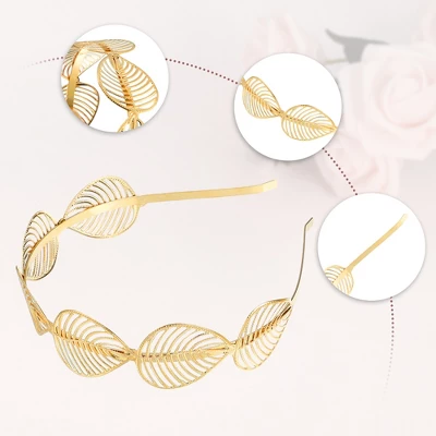 Unique Bargains Women's Alloy Metal Leaf Shape Headbands Gold Tone 5.12"x1.06" 4 Pcs 3 Unique Bargains Women's Alloy Metal Leaf Shape Headbands Gold Tone 5.12"x1.06" 4 Pcs - Image 3