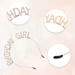 Unique Bargains Birthday Sash Headband Rose Gold Tone White -UNIQUE BARGAIN Shop GUEST ead9f263 41d1 4023 ab7b 690718377938