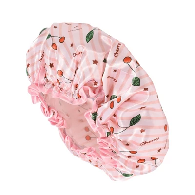 Unique Bargains Women Double Layer Small Cherry Shower Cap 1 Pc 3 Unique Bargains Women Double Layer Small Cherry Shower Cap 1 Pc - Image 3